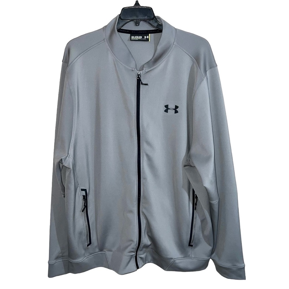 Under Armour Track Jacket Men’s Size 4XL Grey Black Long Sleeve